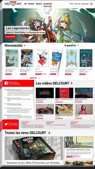 Site Éditions Delcourt réalisé par inRage