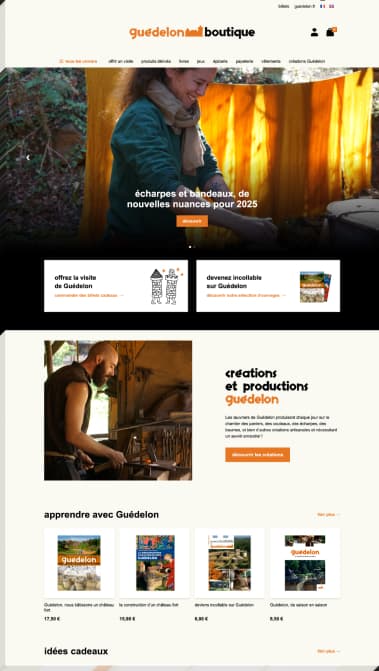 Site Boutique E-commerce Guédelon réalisé par inRage