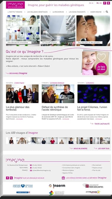 Site Institut Imagine réalisé par inRage