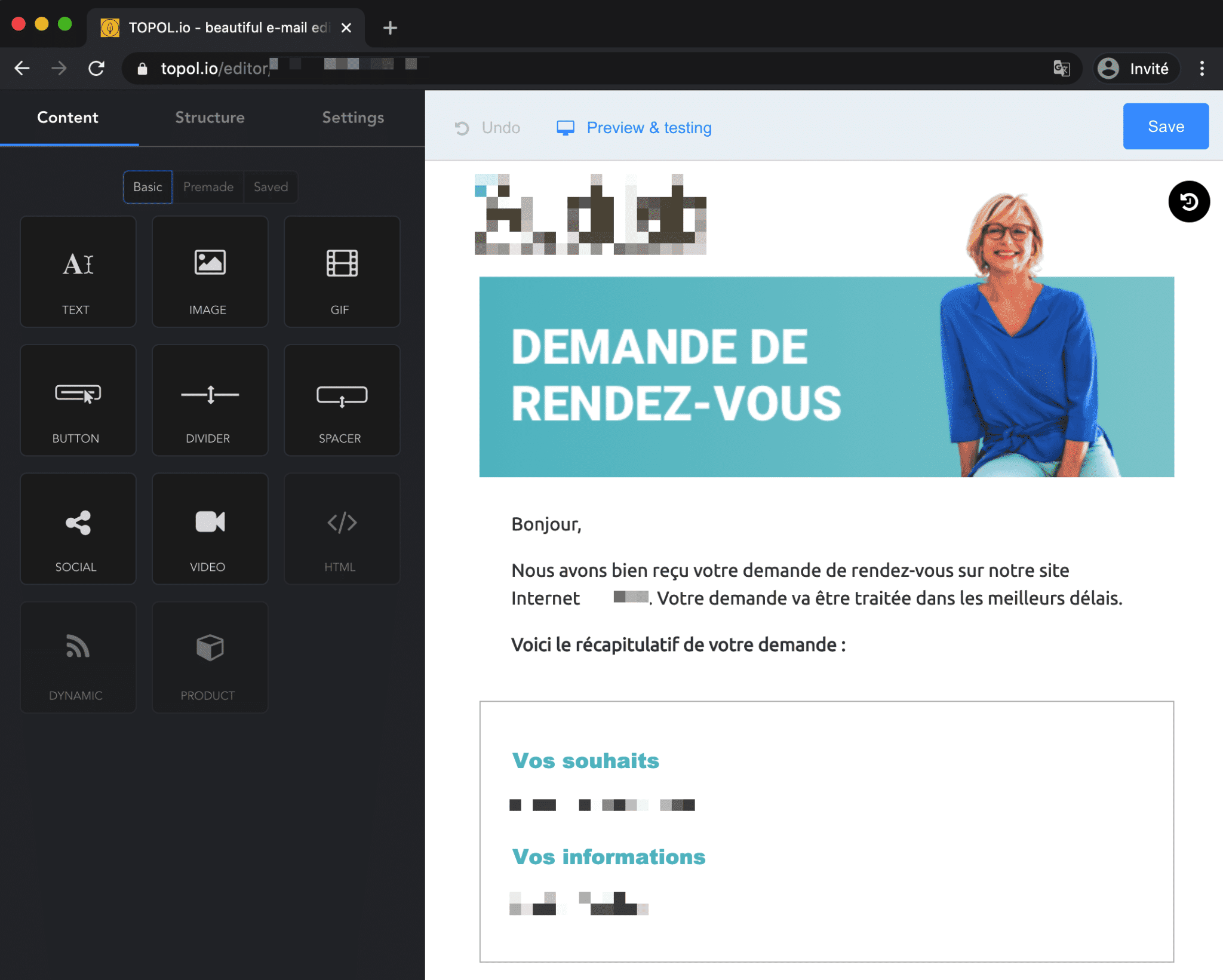 Template e-mail Topol